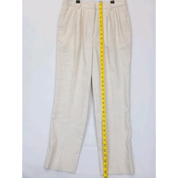 AllSaints Whitney Linen Blend Straight Ankle Trousers Women 4 Neutral Beige - Picture 4 of 15